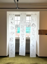3 Arbeiten auf Papier,"verlust.mitte", Graphit auf Transparentpapier, je ca30x 200 cm, 2025, Foto: Markus Redert